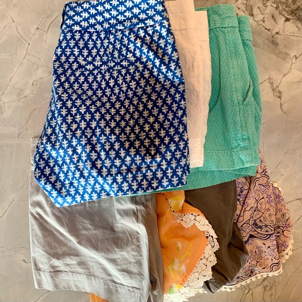 Lot of 7 shorts: white, blue, and green, JCrew Banana Republic, anthropology